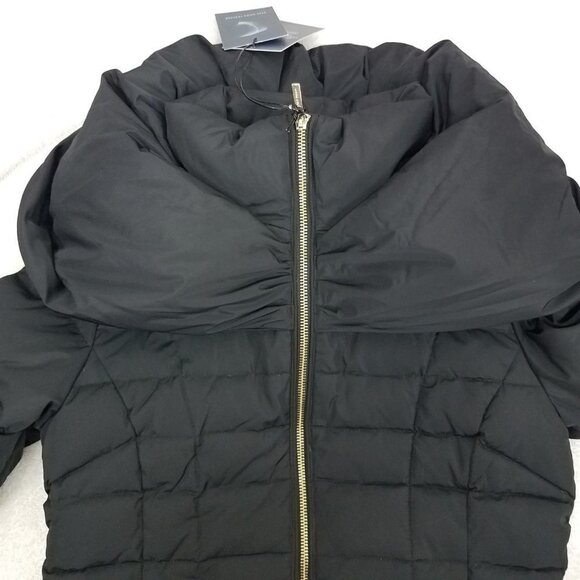 NEW Cole Haan Size XS Taffeta Down Zip up Puffer Coat Shawl Hood/Collar in Black - Picture 9 of 16